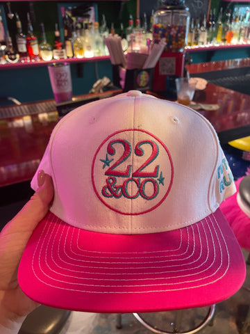 22 & Co Flat-Brimmed White & Pink Snapback